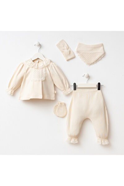 MİNİZEYN TEKSTİL Miniycool 7094 Mnz Brand Barbara Baby Newborn Hospital Release Girl 5-Piece Set