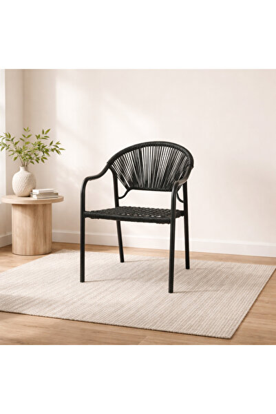 Palma homez كرسي حديقة أسود تصميم عملي وهيكل متين للاستخدام الخارجي