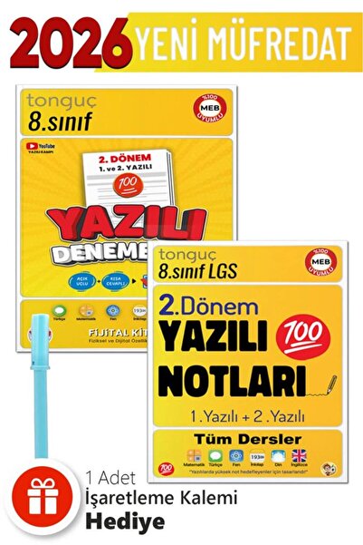 Tonguç Yayınları 8. Sınıf 2. Dönem Yazılı Notları 1 Ve 2. Yazılı ve Yazılı De...