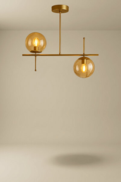 RONİSU AYDINLATMA Axella Sarkıt 2'li Camlı Avize - Şık Tasarımlı Modern Avize