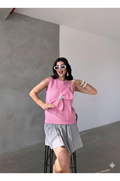 ribana سترة نسائية منسوجة ناعمة بتفاصيل فيونكة