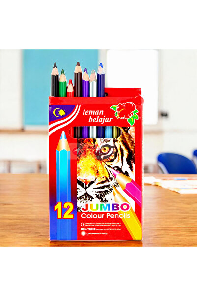 JML1 Thick Colored Pencils 6/Set, 12 Colors, 17 cm