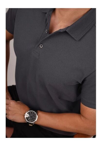 AYSAMOOD Men's Smoked Plain Polo Neck T-Shirt