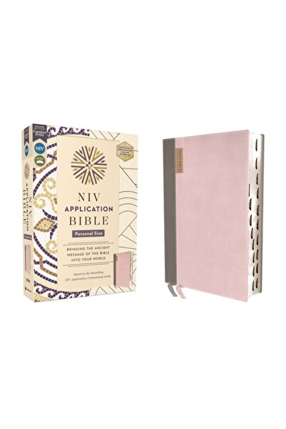 Zondervan Biblia cu aplicația NIV, dimensiune personală, piele moale, roz, li...
