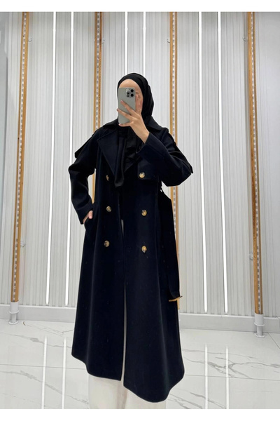 Butik Siyah Kaşe Kaban Modelimiz