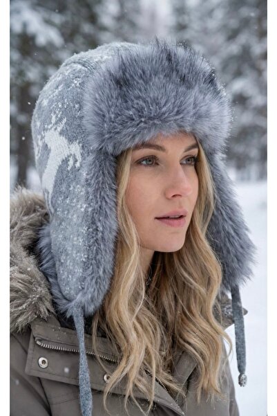 My Easy Shop Patterned fur women's hat