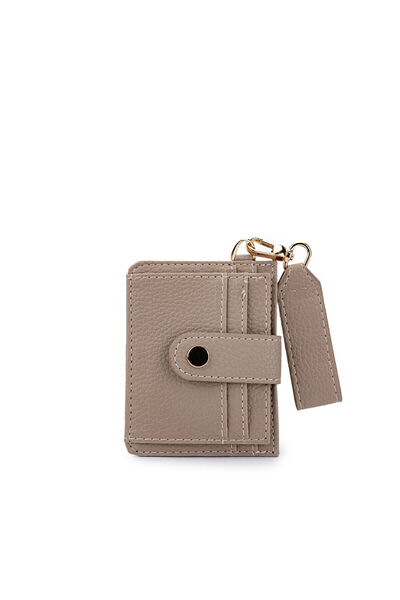 EZZY BLİSS Ezzybliss Women's Cream Faux Leather Keychain Wallet Card Holder