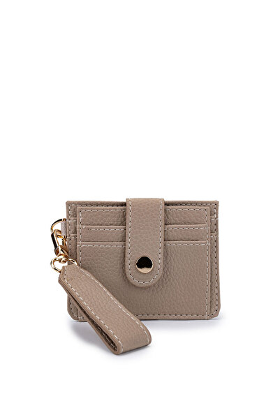 EZZY BLİSS Ezzybliss Women's Cream Faux Leather Keychain Wallet Card Holder
