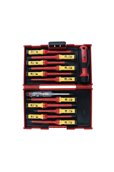 OEM Kit with 12 VDE insulated screwdrivers for electricians, 1000 V protection, 4 types of tips