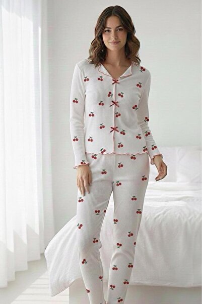 PEMBİŞ HOMEWEAR Women's Pajama Set Long Sleeve-Long Bottom-Sezm-19