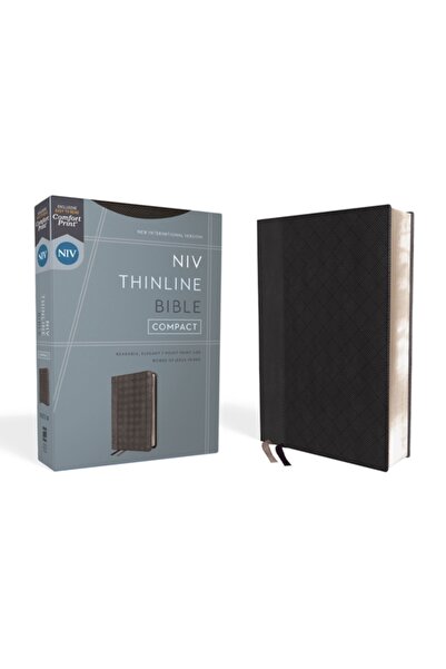 Zondervan Biblia Niv, Thinline, Compactă, Leathersoft, Negru/Gri, Litere Roși...