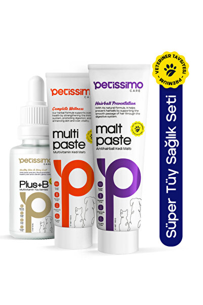 Petissimo Care Süper Kedi Tüy Sağlık Seti - Plus B Damla - Multivitamin Malt ...