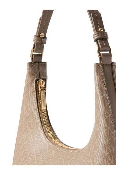 Calvin Klein Women's Ck Monogram Logo Zippered Detachable Shoulder Strap Brow...