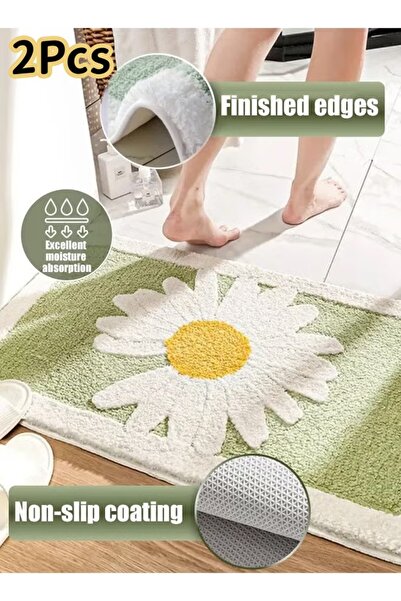 Generic 2Pcs 50x80cm Non-Slip Bath Mats Absorbent Floor Mats Rugs Quick Dry Doormat Carpet