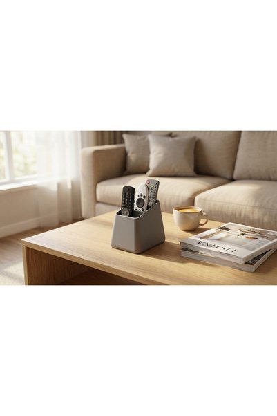 Decorstation Suport pentru telecomandă cu 3 ochiuri, gri |   Organizator telecomenzi pentru televizoare și aparate de aer condiționat |   Organizator de birou