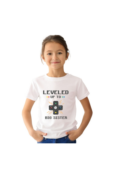 Printoot Customizable Leveled Up To Big Brother/Sister Kids Gaming T-Shirt