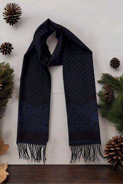 Sarar Двустранен шал с черно-син десен KL-28