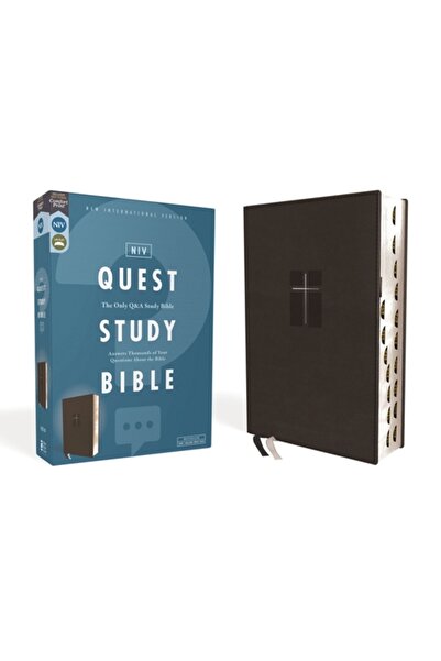Zondervan Niv, Biblia de studiu Quest, piele moale, neagră, indexată, imprima...