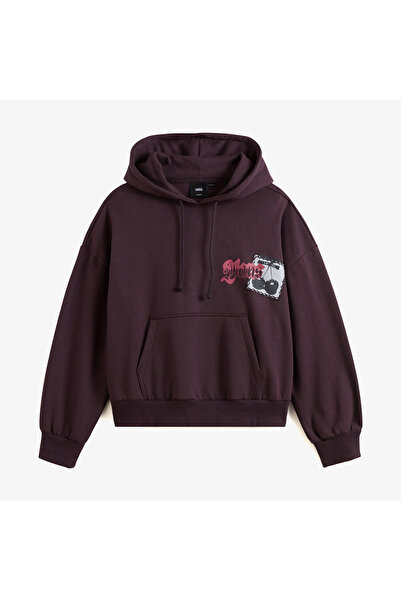 Vans Cherryrise Retro Hoodie Kadın Bordo Sweatshırt