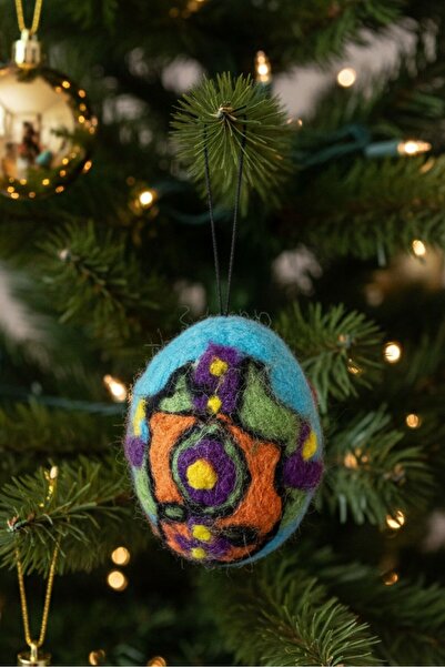 Uretti - زينة عيد الميلاد الزرقاء مصنوعة يدويًا من الفوم على شكل بيضة من تولي...