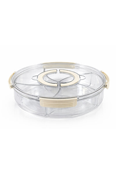 ALKHANBASHI Acrylic 5-Cell Multi-Purpose Tray with Cover – Portable Food Organizer for Picnics (35×35×8 cm)