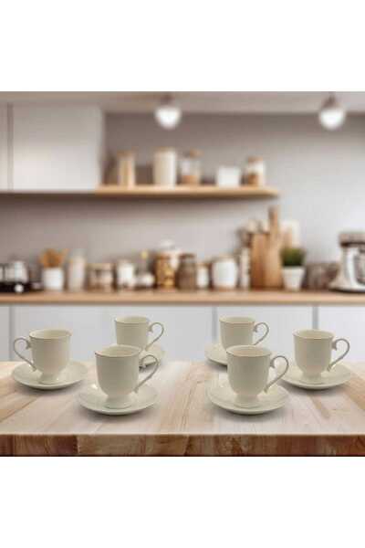 KİTCHENWARE Gold yaldızlı 6 kişilik porselen fincan takımı