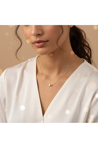 Shiklik Gold Color Stone Chain Women's Necklace
