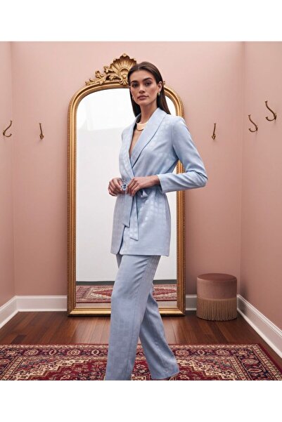 Butik Jakarlı Kare Desenli Pantolon Ceket Takım