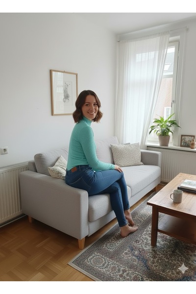 LADY HAZAL Turquoise Half Turtleneck Crop Body Slimfit Imported Wrinkled Fabric Long Sleeve Body Hzlkir01Body