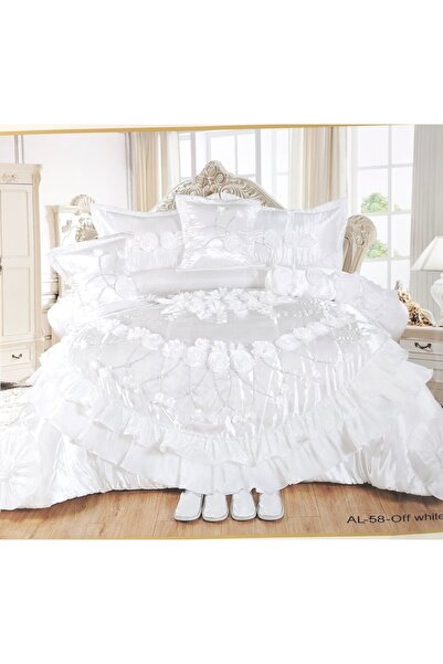 alzawia Luxurious royal bridal duvet set, elegant satin, 11 pieces ✨Double size✨