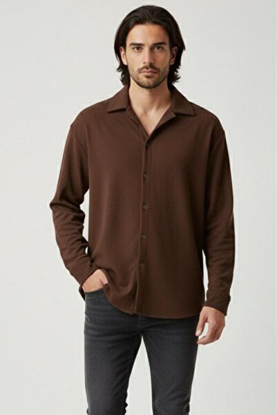 CAST COLLECTİON Erkek Kahverengi Krep Gömlek