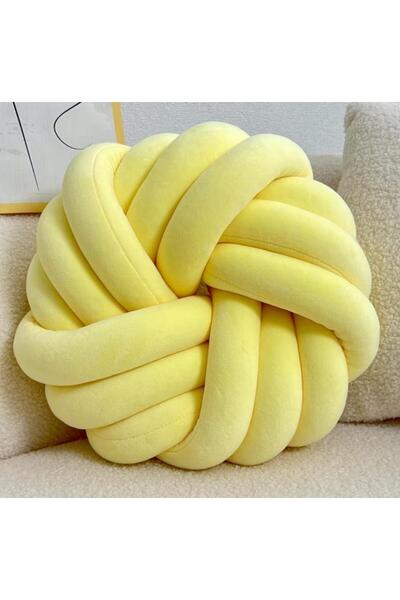 ÖrgüYastik وسادة مزخرفة بعقدة محبوكة على شكل ورقة البرسيم (أصفر)