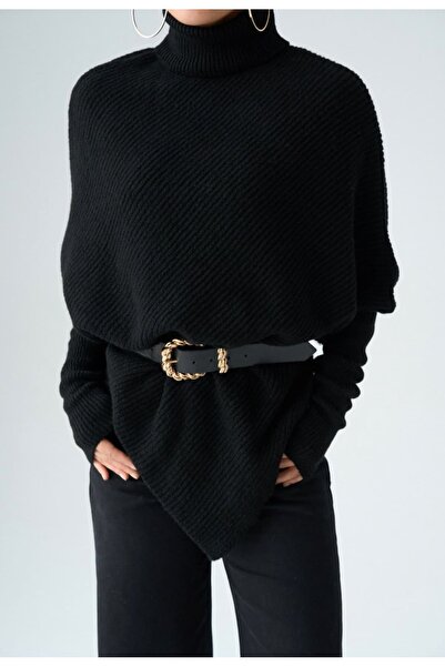Serpirella Butik Turtleneck Asymmetrical Sweater
