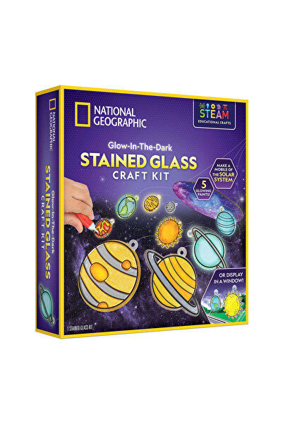NATIONAL GEOGRAPHIC Glow-in-the-dark Stained Glass Solar System Craft Kit