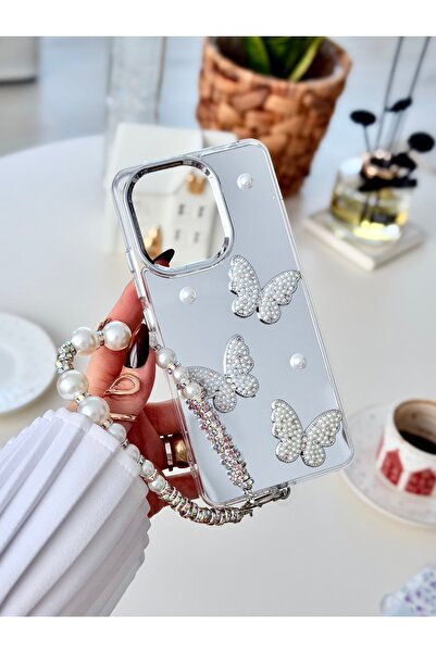Go Aksesuar Redmi Note 13 4g Uyumlu Aynalı Charmlı Kelebek Tasarımlı Silikon ...