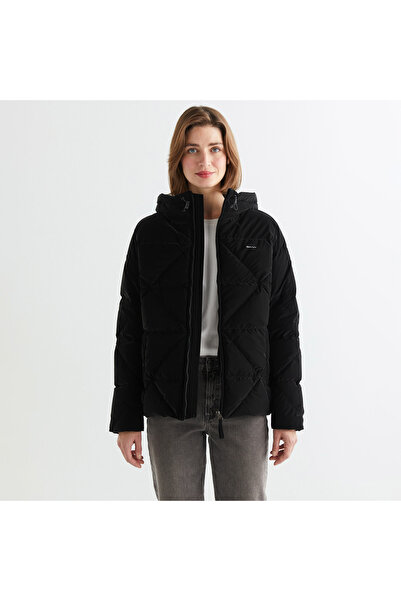 Gant Kadın Siyah Kapüşonlu Kapitone Mont