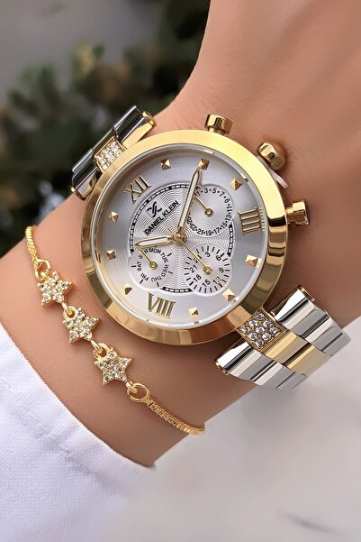Daniel Klein Kadın Kol Saati Gold Gümüş Renk Çelik Kordon Bileklik Hediyeli