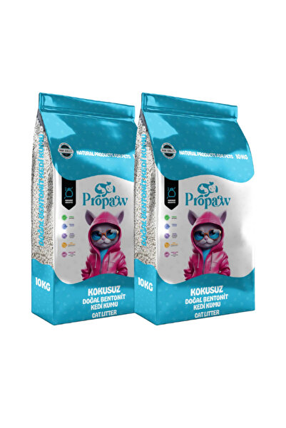 Propaw 2'li Avantaj Paketi Kokusuz Ekstra Topaklanan, Tozsuz Bentonit Kedi Kumu 2x10kg