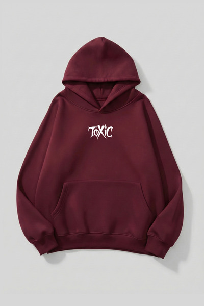 uyguntarz Unisex Soft Textured Toxic Printed Design Oversized 3 Thread Hoodie...