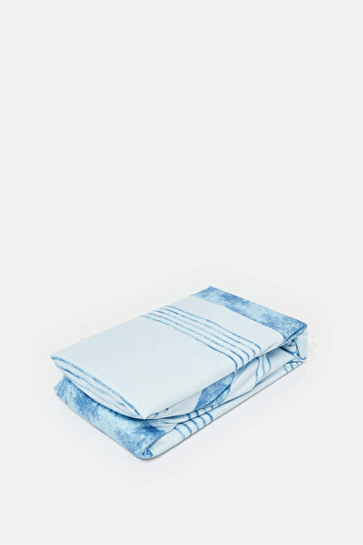 REDTAG Blue Stripe Printed Fitted Sheet (Double Size)