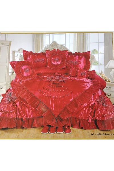 alzawia Luxurious royal bridal duvet set, elegant satin, 11 pieces ✨Double size✨