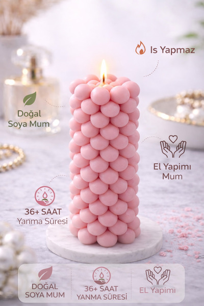 Flow Home Soya Mum,Dekoratif Lüks & El Yapımı Doğal Mum,Uzun Yanma Süreli Şık...