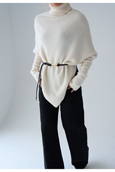 Serpirella Butik Turtleneck Asymmetrical Sweater