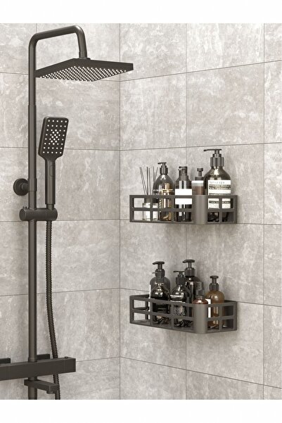 Evalins Omia Yapışkanlı 2'li Banyo Rafı, Duş Organizeri ve Şampuan Düzenleyici