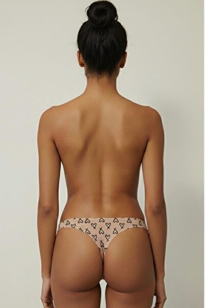 Vanilya Secret Skin Color Women's Laser Cut Stitch-Free Heart Patterned Luxury Thong - Traceless, Comfortable, Stylish Underwear