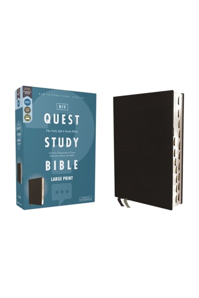 Zondervan Biblia de studiu Niv, Quest, caractere mari, piele sintetică, negru...