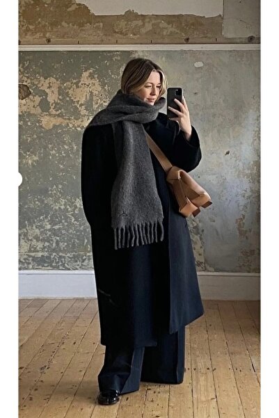 BE CHİC Women's Black Soft Textured Scarf Shawl Shl1000