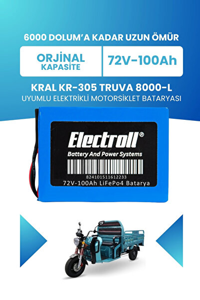 ELECTROLL Kral Kr-305 Truva 8000-L Uyumlu Batarya LiFePO4 72V 100Ah Elektrikl...