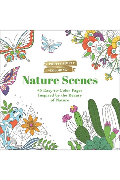 Adams Media Pretty Simple Coloring: Nature Scenes: 45 Easy-To-Color Pages Ins...