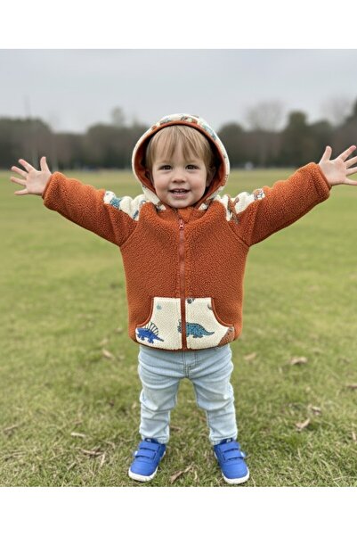 Laria Dinazor Desenli Kapüşonlu Welsoft Erkek Bebek Mont - Baby Z